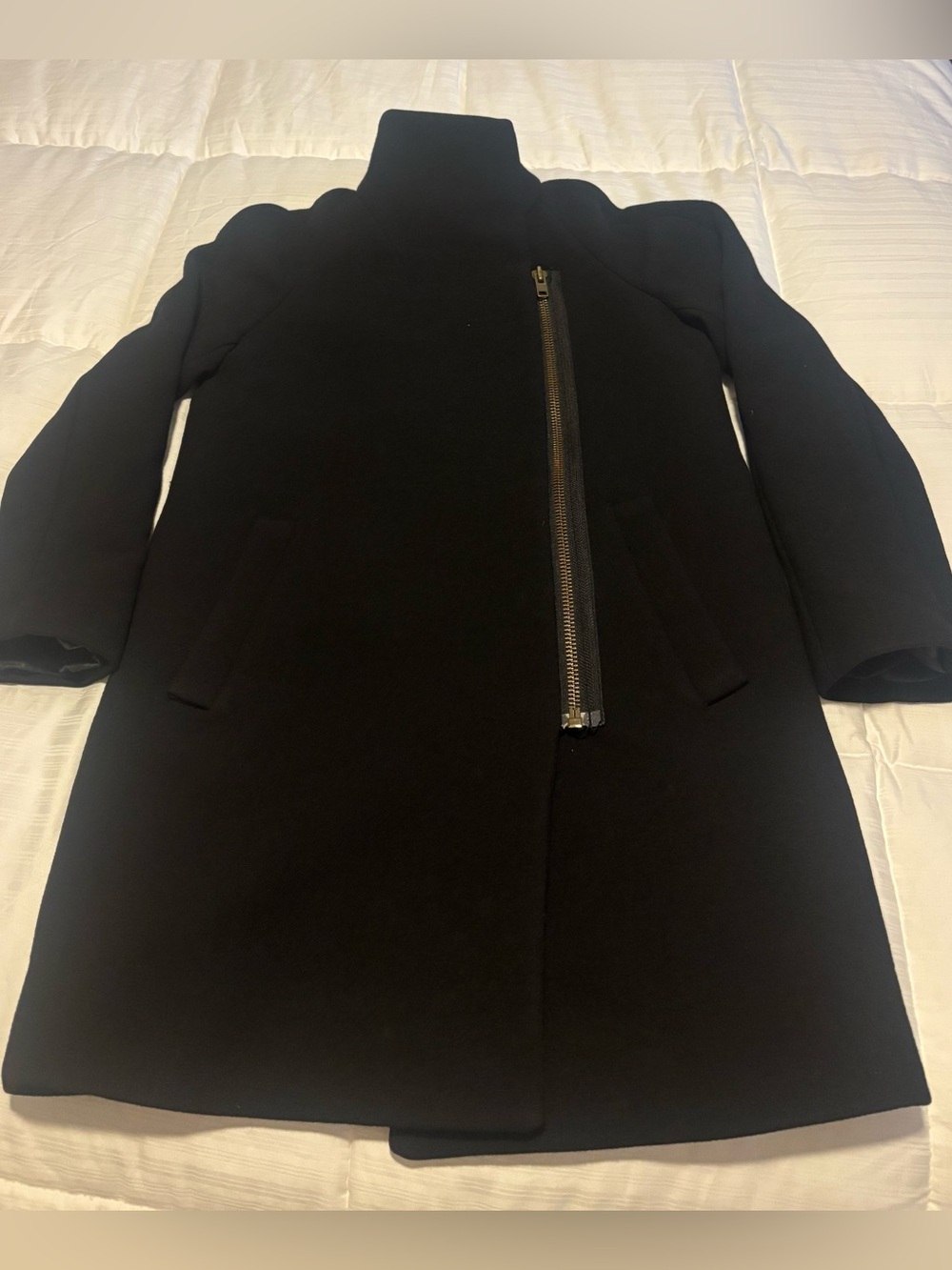 J. Crew Double Cloth Black Envelope “Cocoon” Italian Wool Coat Size 00